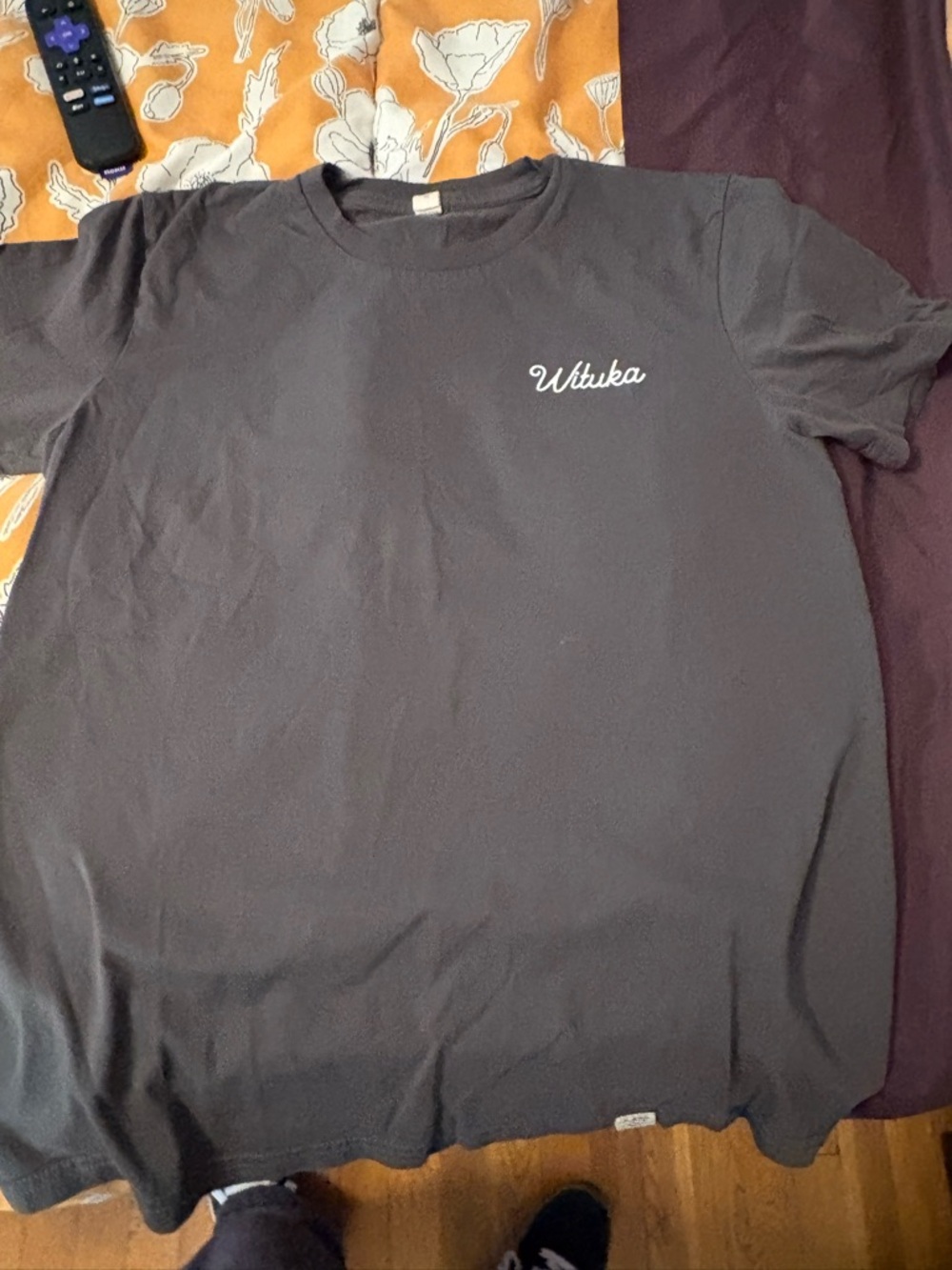 Charcoal Short Sleeve Tee with Script Chest Logo